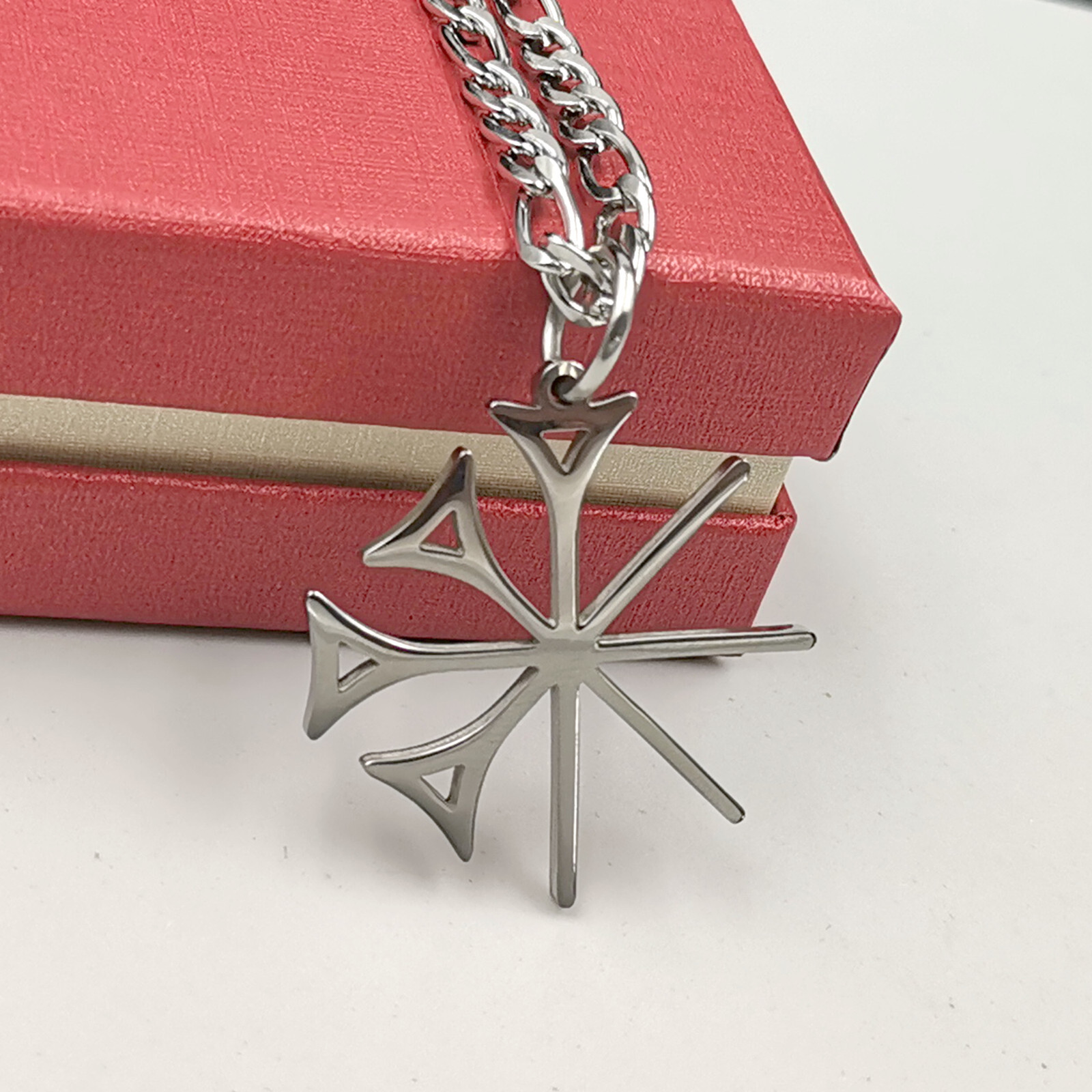 Sumerian Dingir Cuneiform S.steel charm pendant necklace box/cuba/figaro/wheat