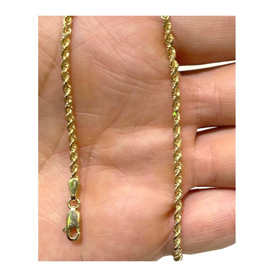 14k Solid Yellow Gold Rope Chain Necklace Bracelet 1mm-10mm Men Women Sz 7″-30″