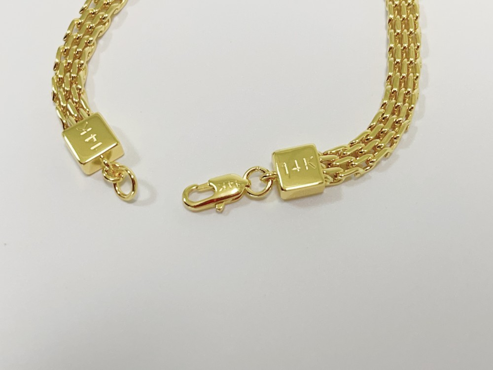 Real 14K Yellow Gold Multiple Layer Bracelet Chain Solid Link Jewelry Gift 6mm