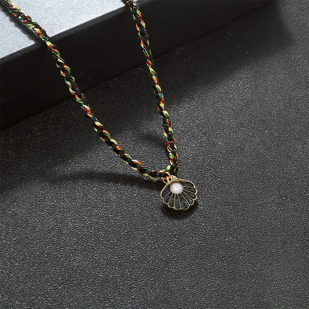 Bohemia Seashell Pendant Necklaces Adjustable Handmade Braided Rope Choker Fashi