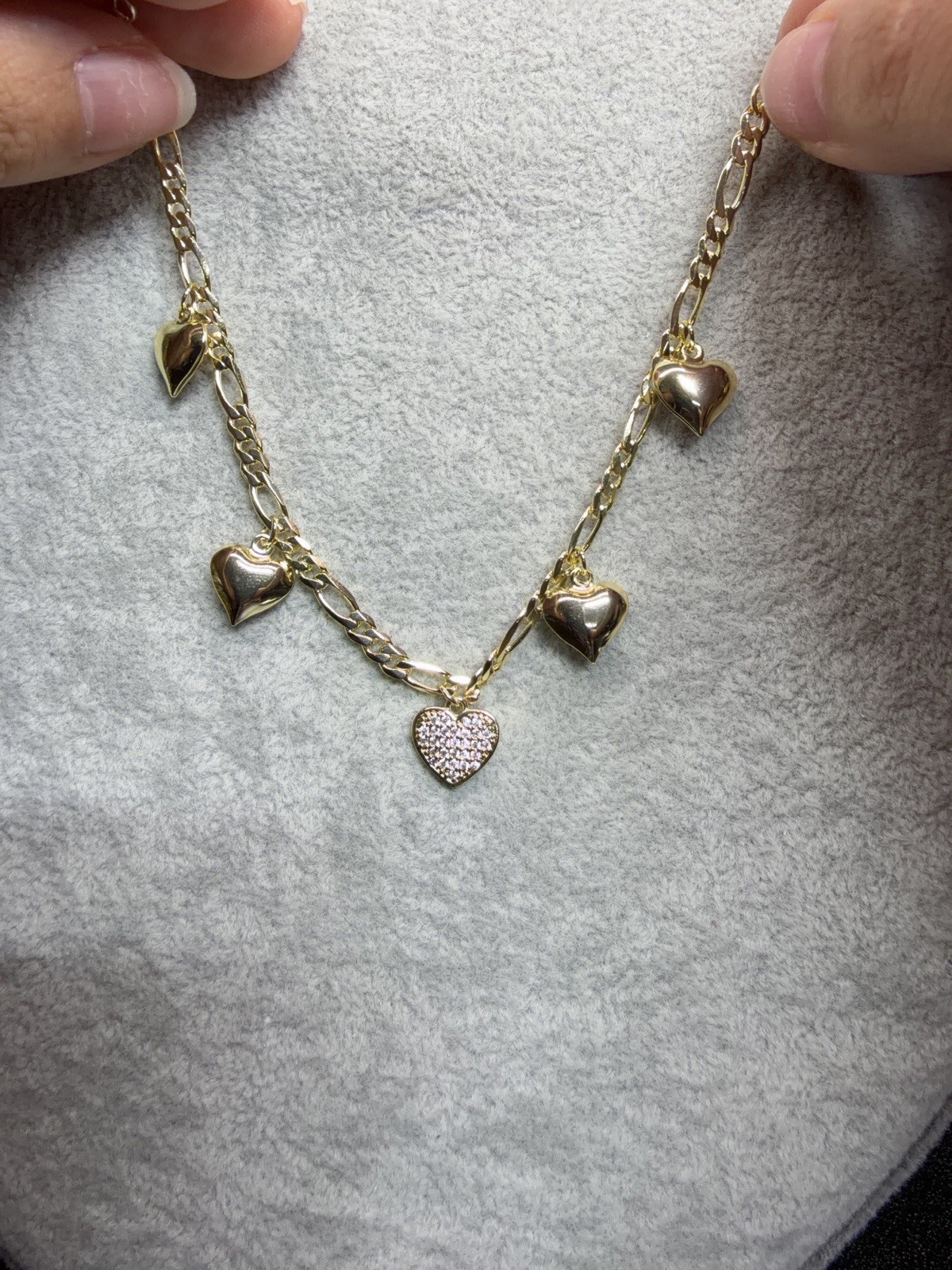 Gold Plated Pavé Clear Cubic Zirconia Heart Anklet