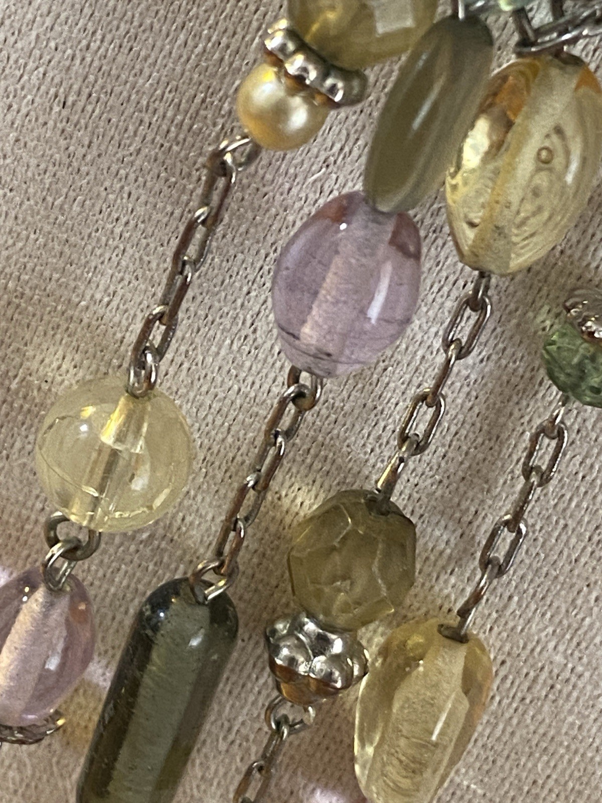 Lia Sophia 58.5” Extra Long Beaded Necklace Glass Mix Rope Opera Boho Pastels