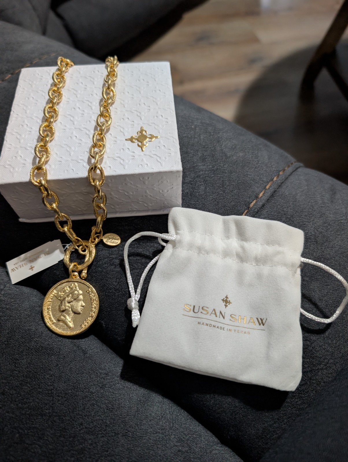 Susan Shaw Queen Elizabeth Coin Toggle Necklace