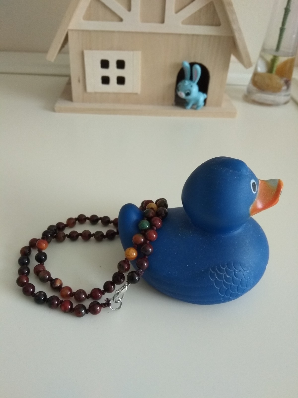 Natural 6mm Brownish red agate gemstone beads necklace 18″-439-56