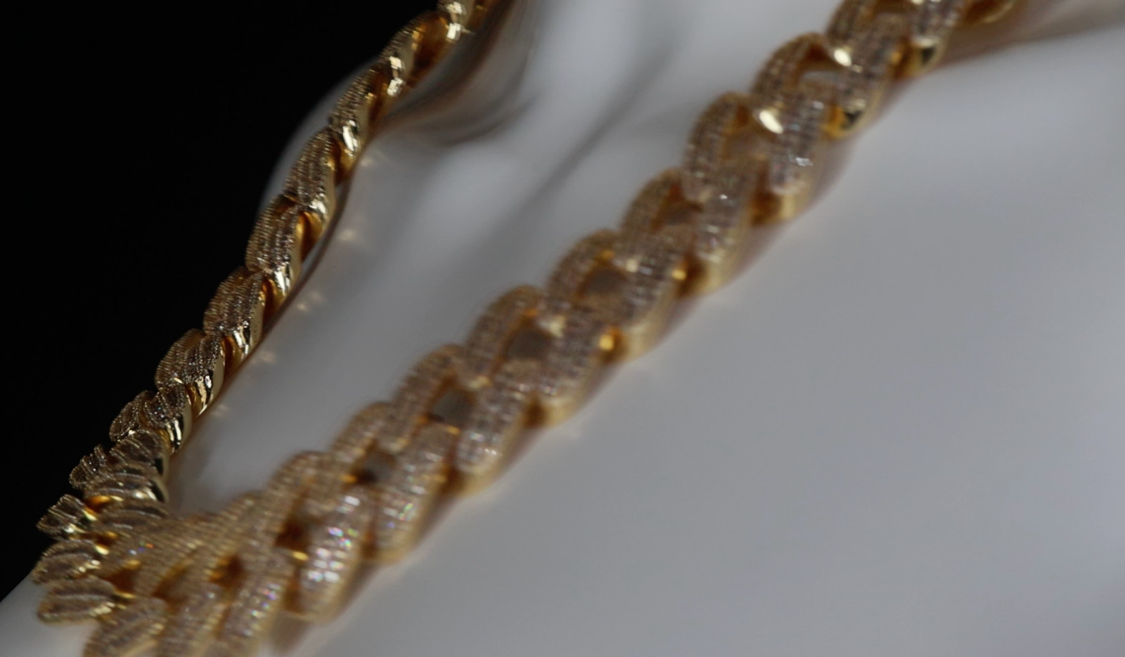 Gold Iced Chain, Gold Cuban Link Chain, Hip Hop Chain, Simulated Diamond Chain