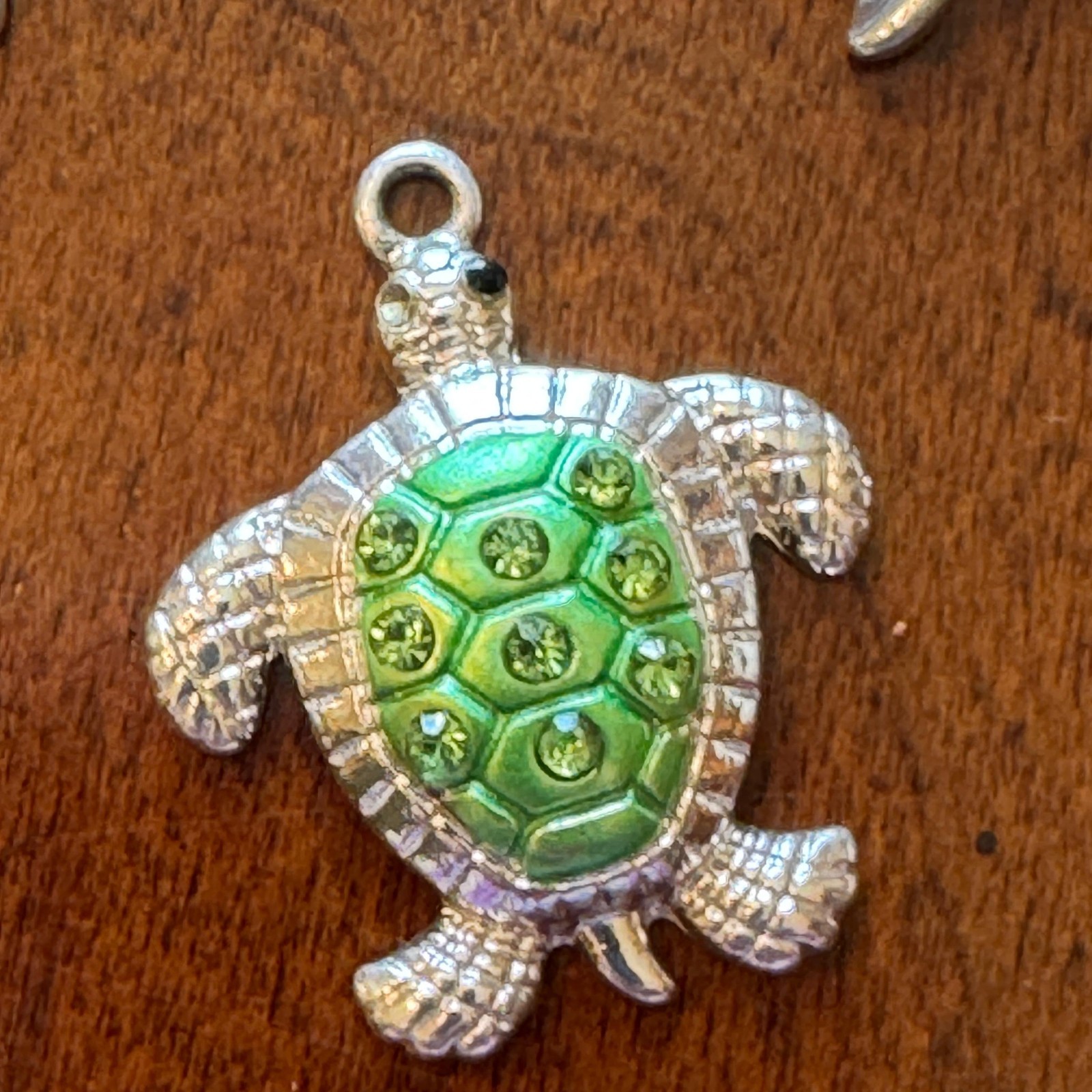 3 Beach Charms Pendants Silver Tone Rhinestone Sea Turtle Dolphin Palm Tree