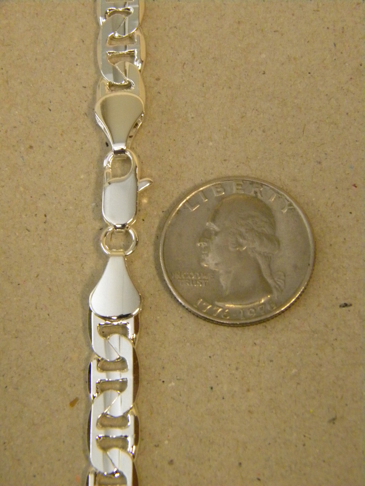 Men’s Lady’s Mariner Link Necklace Silver Plated 24in Inch Long 8mm Wide Concave