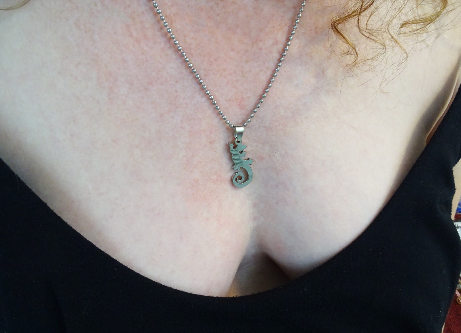 New Large Chrome Stainless Lizard Gecko 25” Steel Ball Chain Unisex Necklace