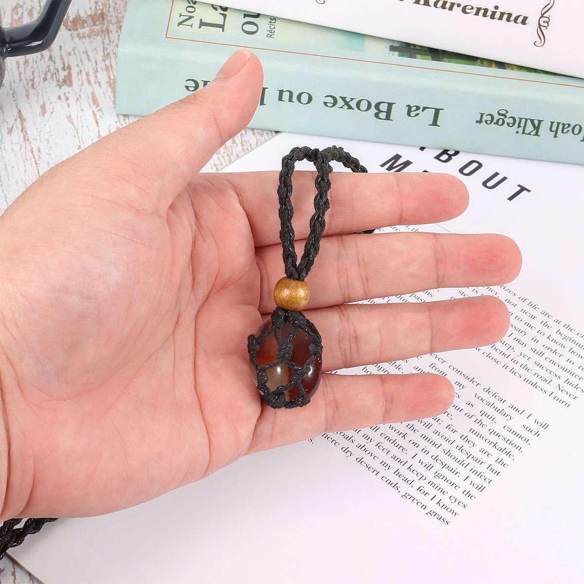 Crystal Holder Cage Necklace Set Stone Holder Necklace for Crystals Cord Net