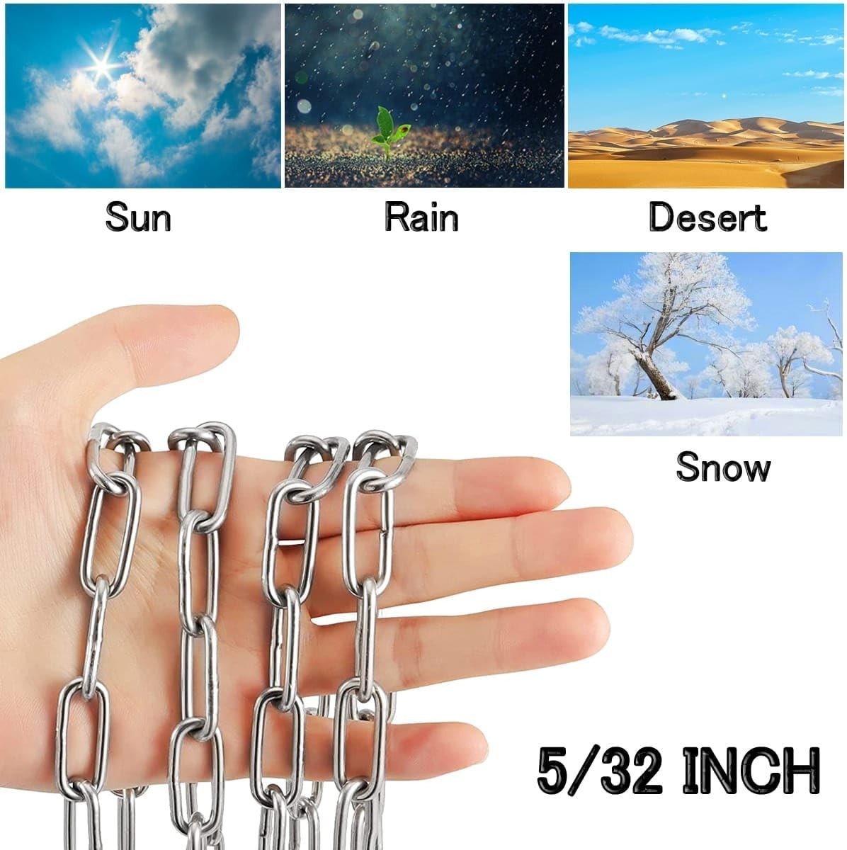 Stainless Steel Chain 3/8in Heavy Duty 6.5ft Security Load 5500lb