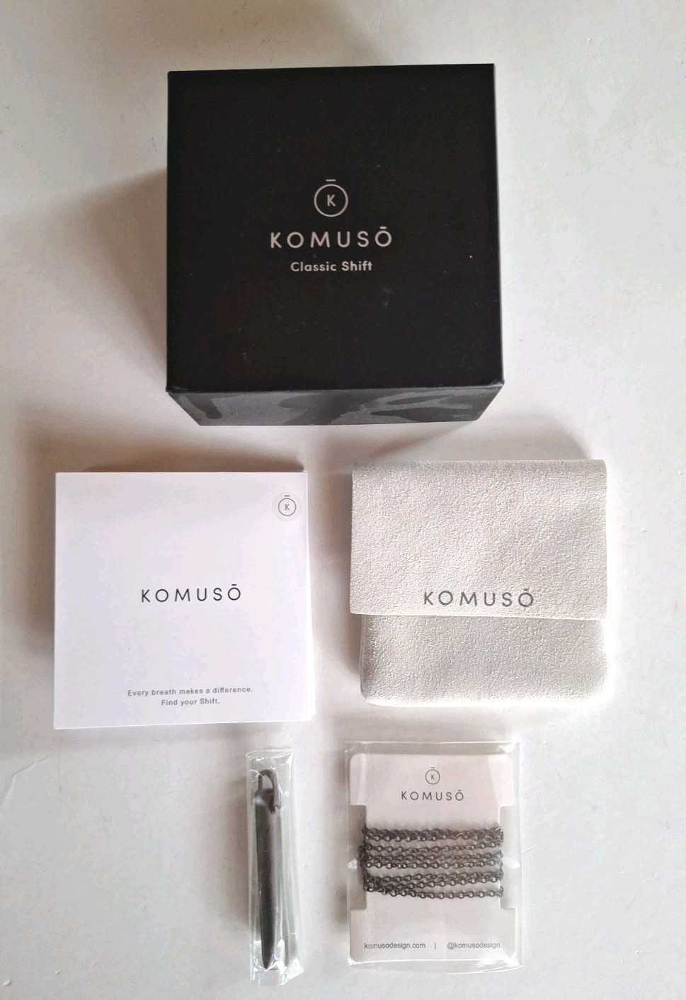 Komuso Classic Shift Breathing Necklace Bar Pendant W-Matte Slate Gray