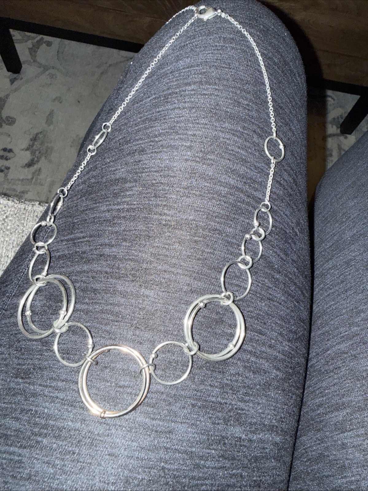 Silver Necklace With Hoops
