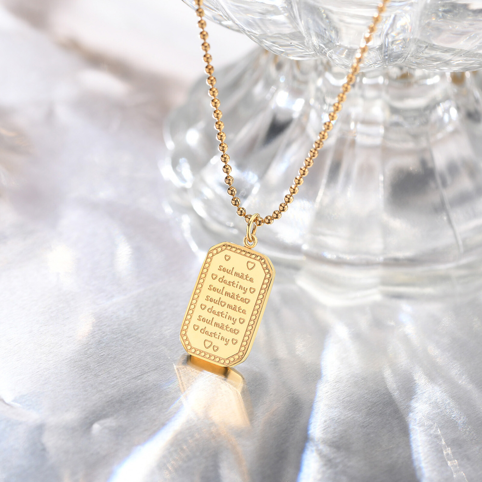 Stainless Steel Shell Square Brand Pendant Necklace Gold Women’s Fashion Jewelry
