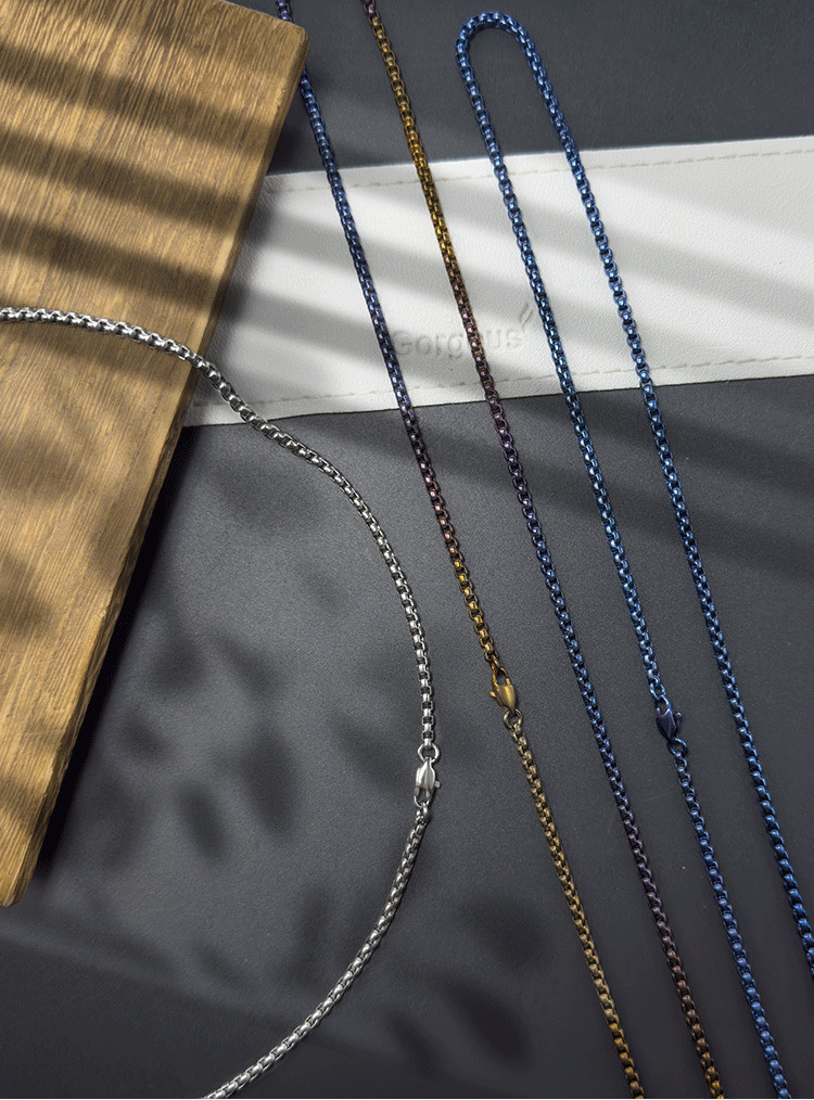 Unisex Pure Titanium Necklace 3mm Box Chain Anti-allergy Length 24” 26” 28”