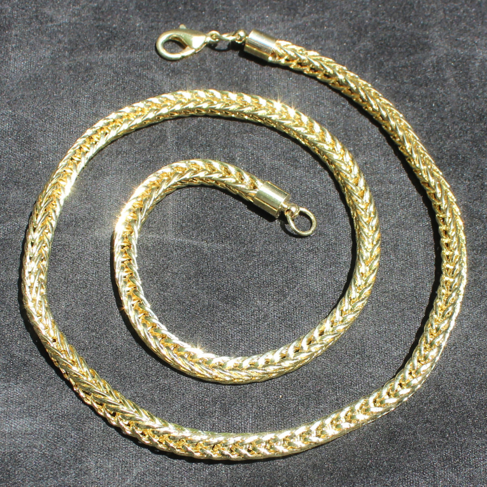 Mens 18″ Franco 4mm 14k Gold Plated Necklace Hip Hop Jewelry High Quality