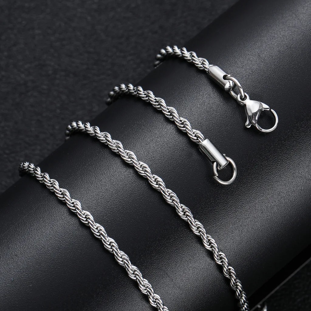 2-6MM Stainless Steel Rope Chain Necklace Waterproof Never Fade 16-30in