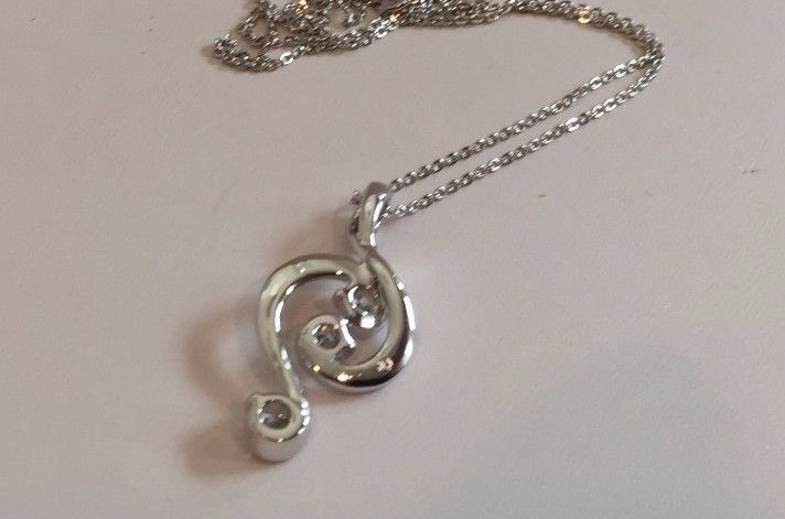 925 STERLING SILVER WAVE SHAPE 3 STONE PENDANT NECKLACE1 CT LAB CREATED DIAMOND