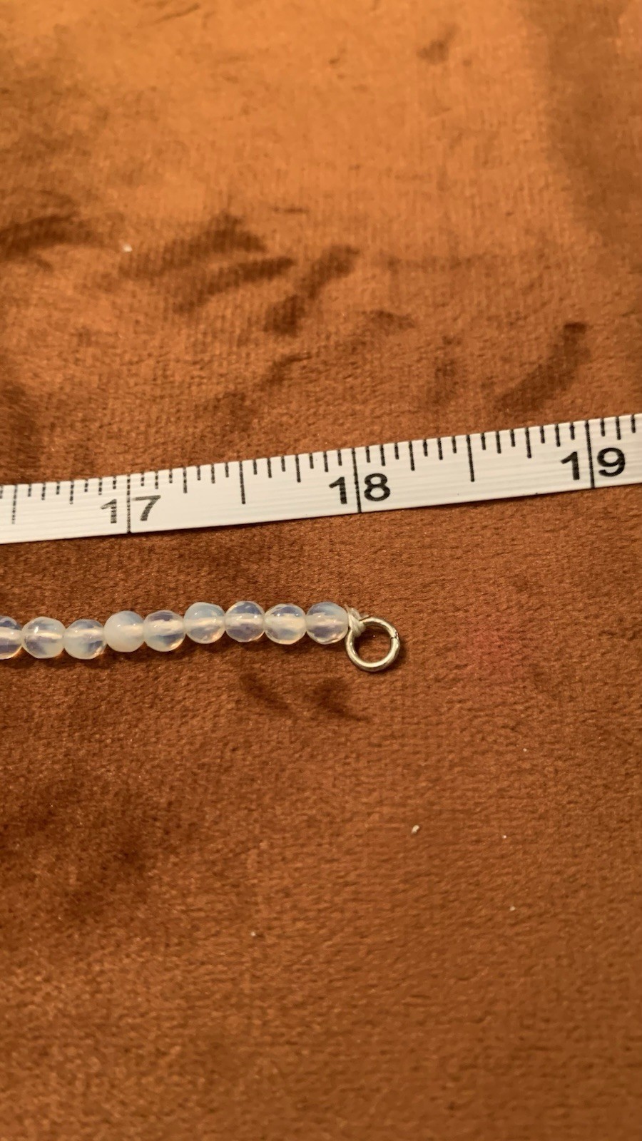 Opalite White Clear Beaded Necklace With Moonstone Pendent 925 Excellent