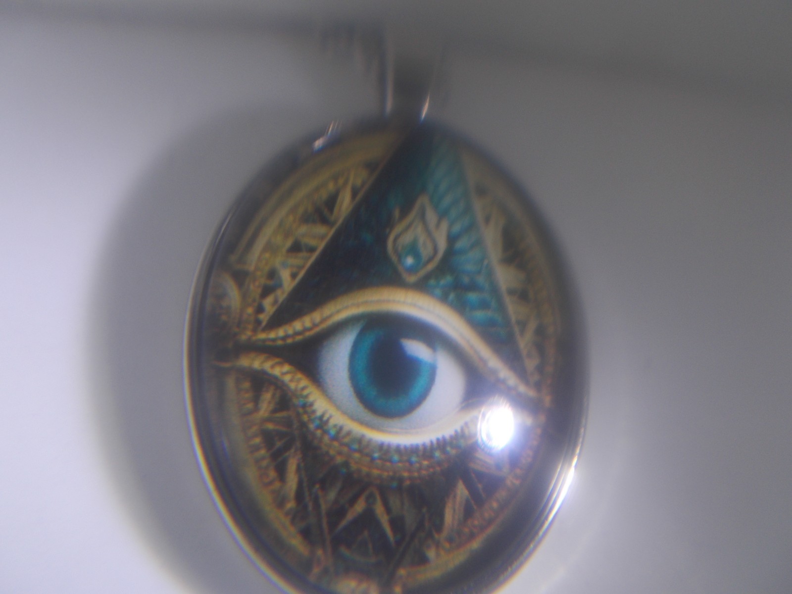 Large Oval Shaped Glass Evil Eye Pendant & 18″ Necklace FREE SHIP IN THE USA!