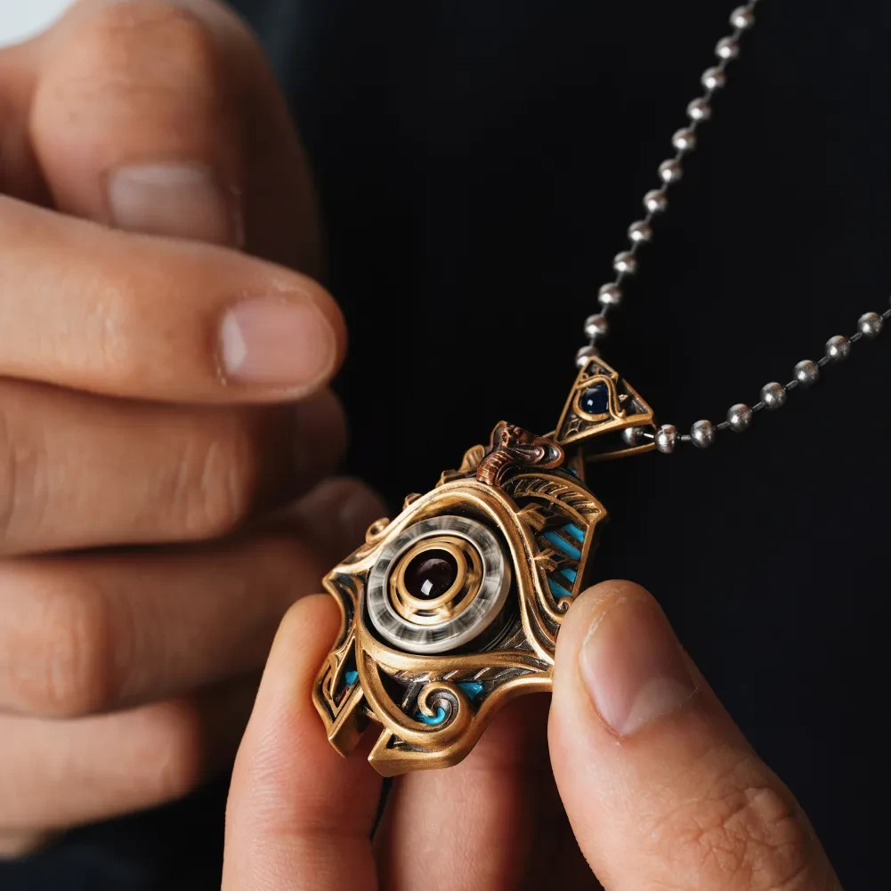 Eye of Horus Spinner Pendant, Egyptian Jewelry Gifts for Men, Protection Amulet