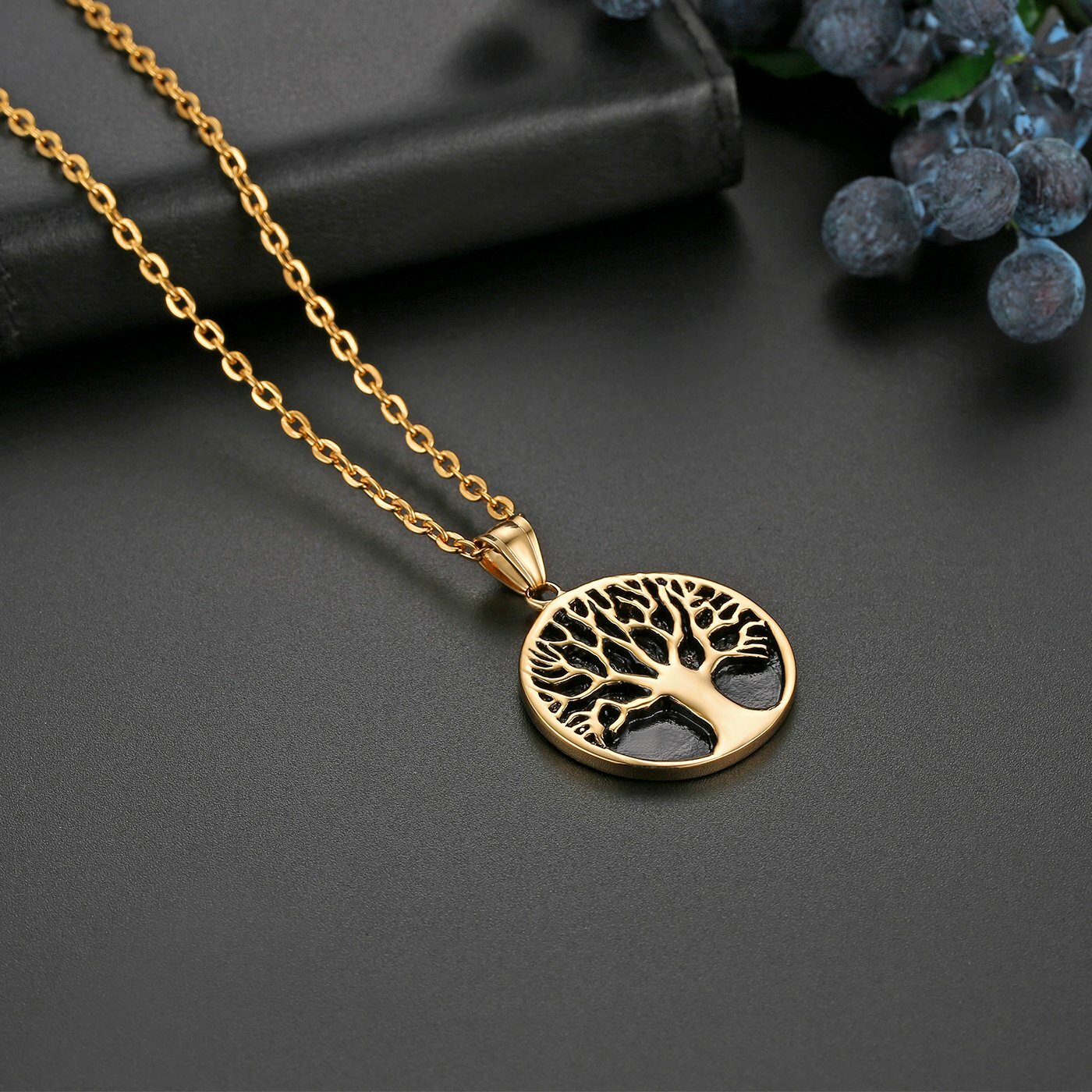 Men Women Stainless Steel Celtic Tree of Life Pendant Necklace Chain Jewelry