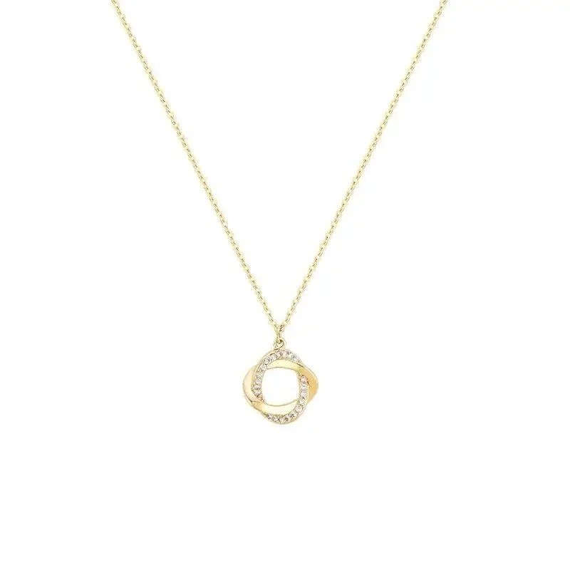 Women Necklace 18K Gold Plated Stainless Steel Chain Decor Pendant Charm Jewelry