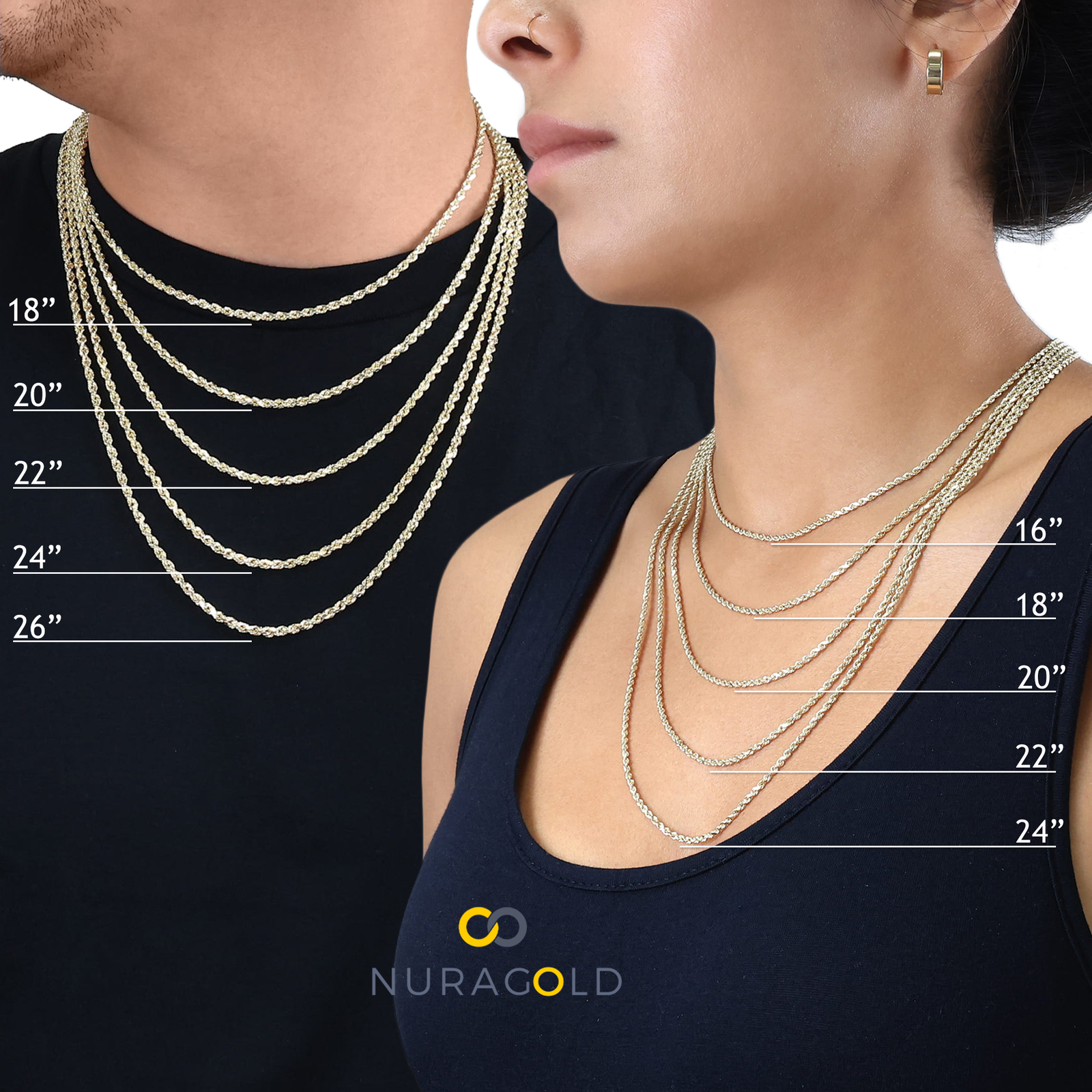10K Yellow Gold 2mm-7.5mm Curb Cuban Chain Necklace Bracelet Men Women 7″- 30″
