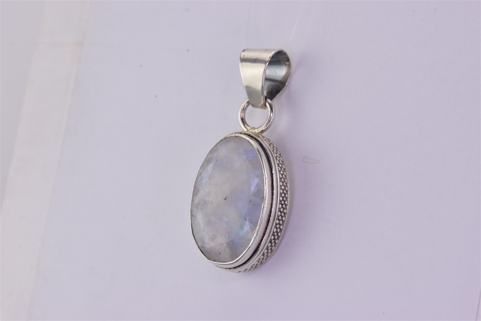 Sterling Silver 27mm x 19mm Oval Moonstone Statement 925 Pendant