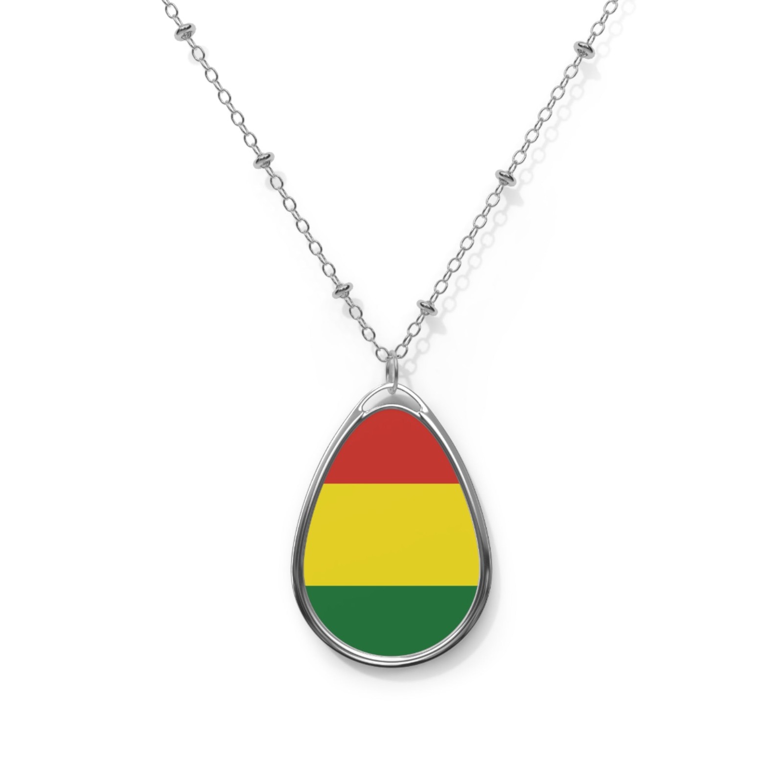 Bolivia Flag Oval Necklace – Bolivian Heritage Pendant | Rep Ya Flag – One