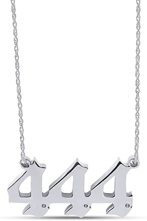 Silver 444 Angel Number Necklace, Jewelry Charms Minimalist Stainless Steel