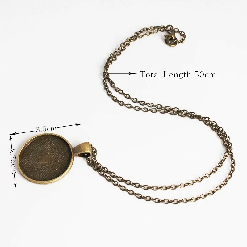 Gold Yin Yang Tai Chi Pendant Necklace Antique Bronze Chain Glass Cabochon Neck