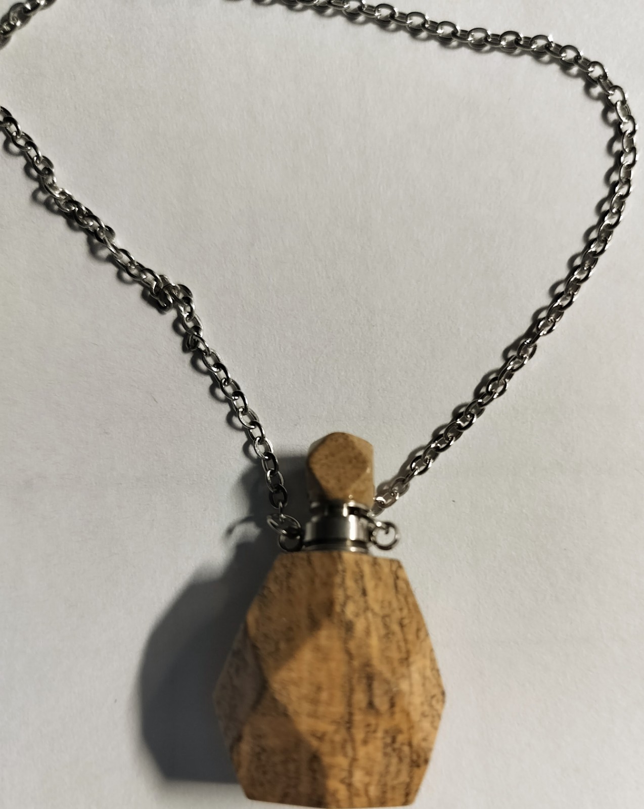 Natural Jasper Stone Perfume Bottle Pendant Necklace Essential Oil Holder
