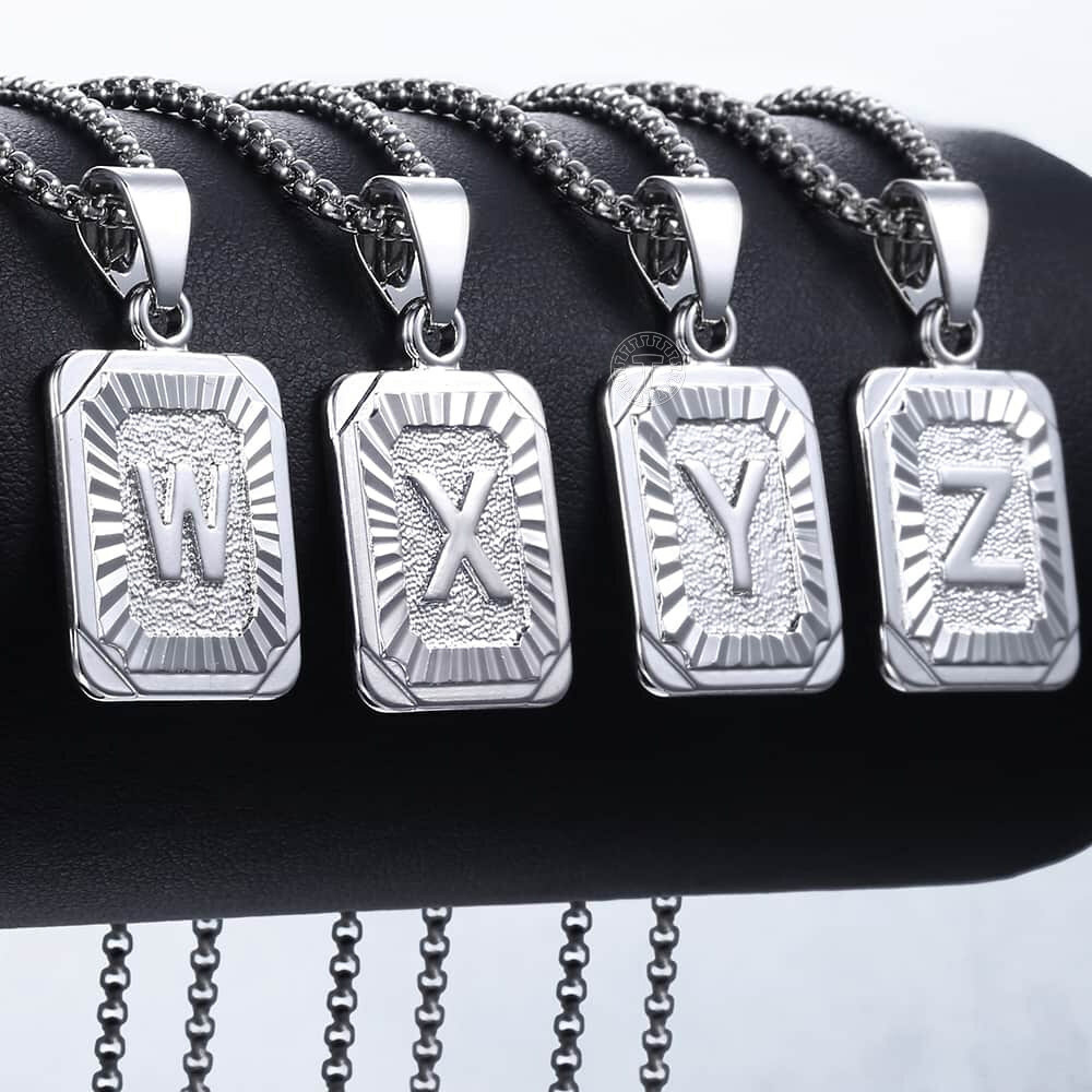 Gold Plated Initial Letter Pendant Necklace Alphabet Charm A-Z For Women Men