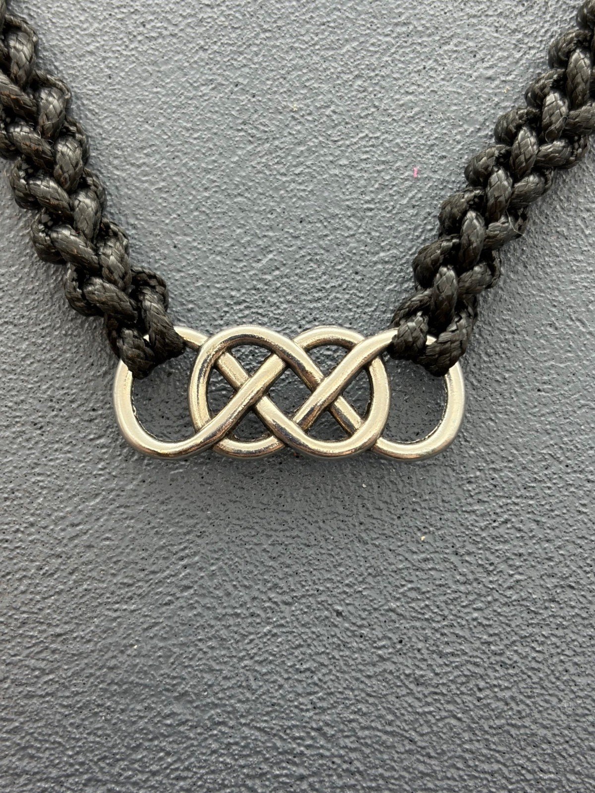 Braided Rope Necklace 20 In Black Urban Silver Knot Infinity Pendant Nautical