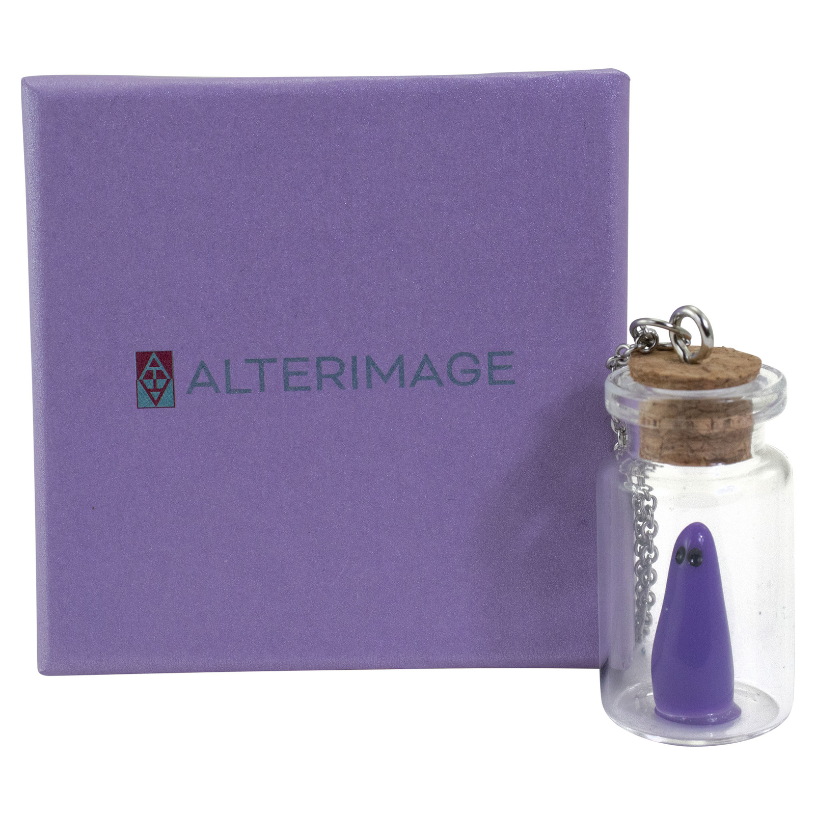 AlterImage Ghost In A Bottle Necklace Glow In The Dark Pendant Purple Includes
