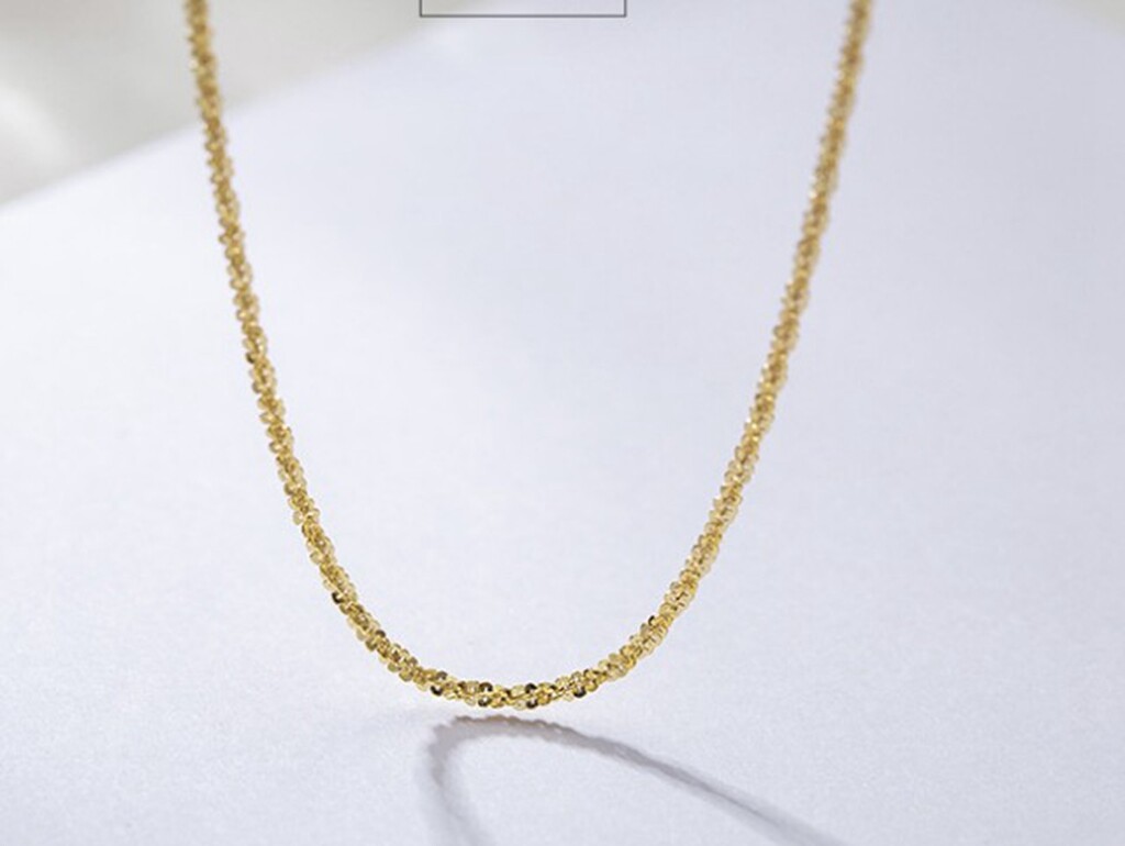 Women Girl 925 Sterling Silver Bling Gold Margarita Chain Choker Necklace 14-17″