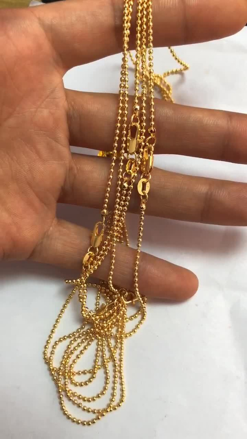 5P 16-30″ Wholesale Jewelry 18K Gold Filled Beads Ball Chains Necklaces Pendants