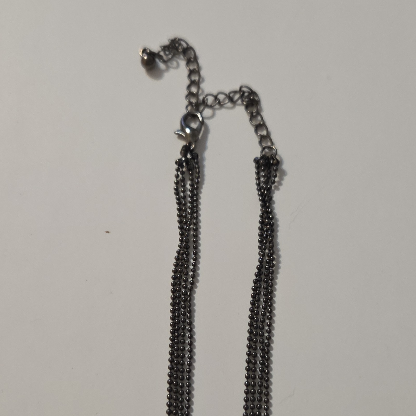 Black Tone Ball/Bead Chain Necklace Bow Pendant Square Crystal Lobster Adj