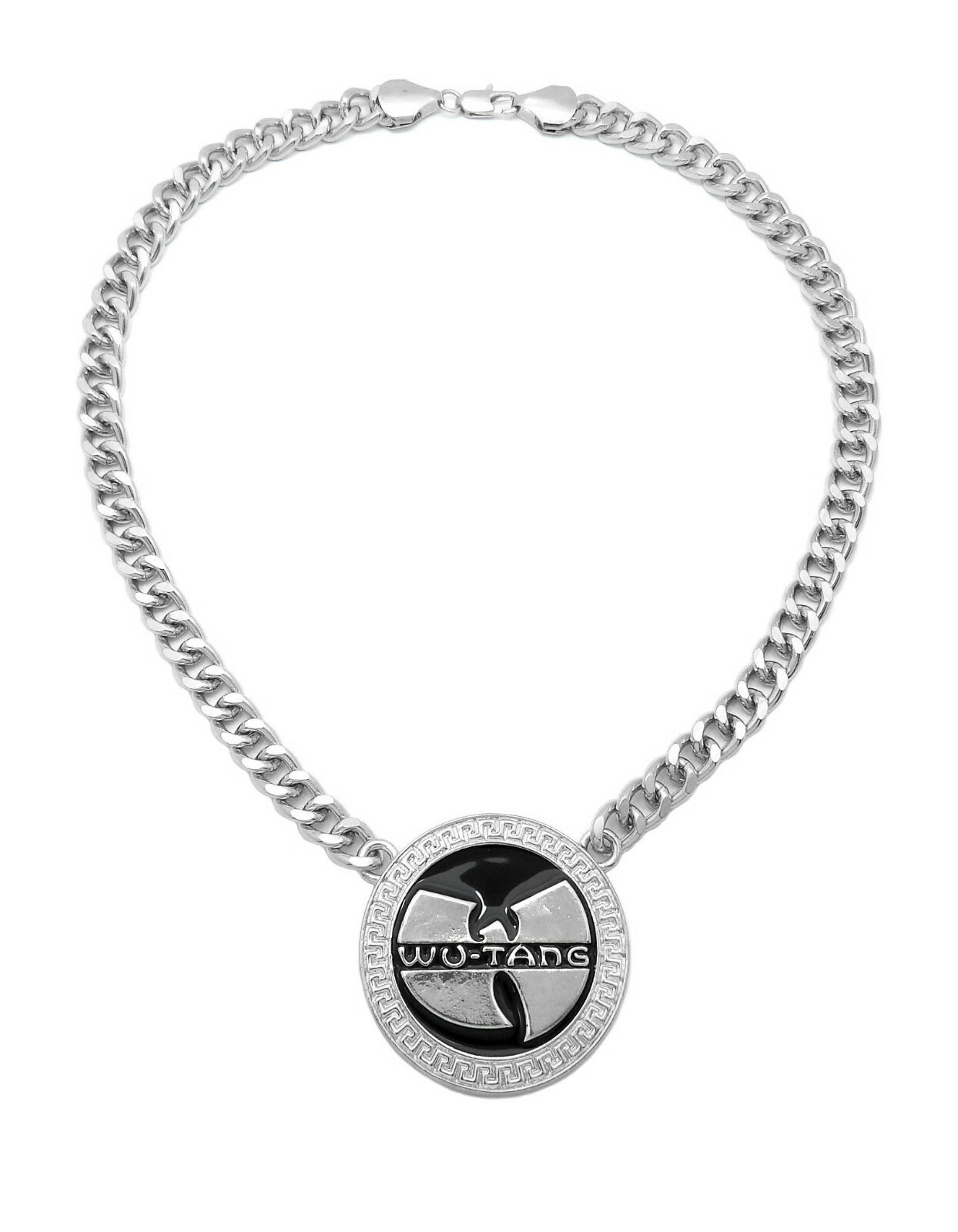 Silver PT Large WU TANG Pendant & 9mm 18″ 20″ 24″ Cuban Chain Hip Hop Necklace