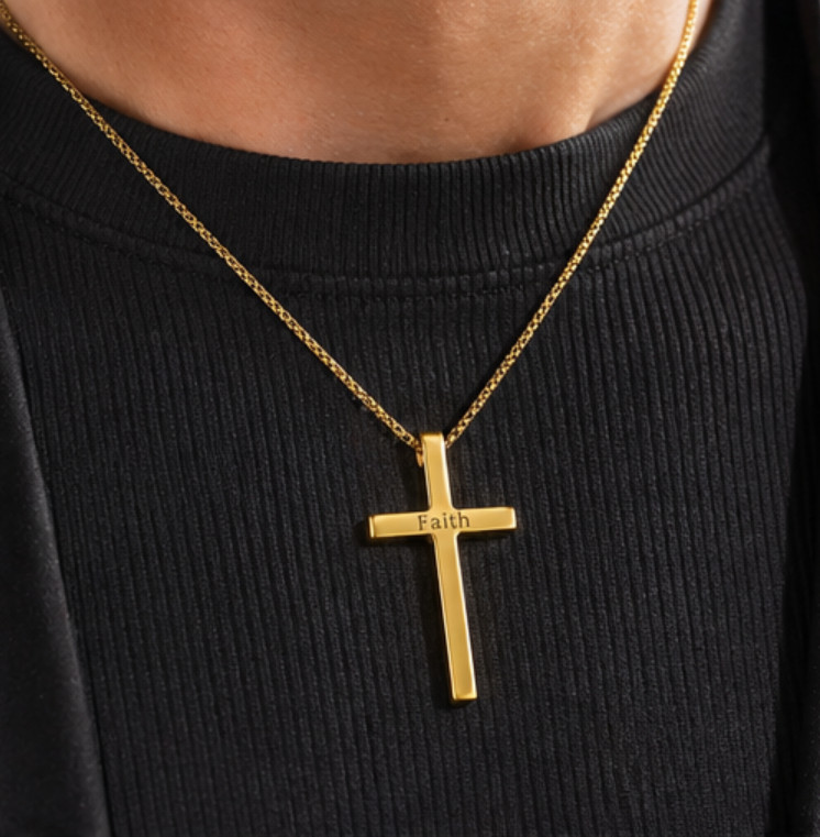 Personalized Engraved Cross Necklace GIFT FOR HIM CUSTOMIZE YOUR OWN
