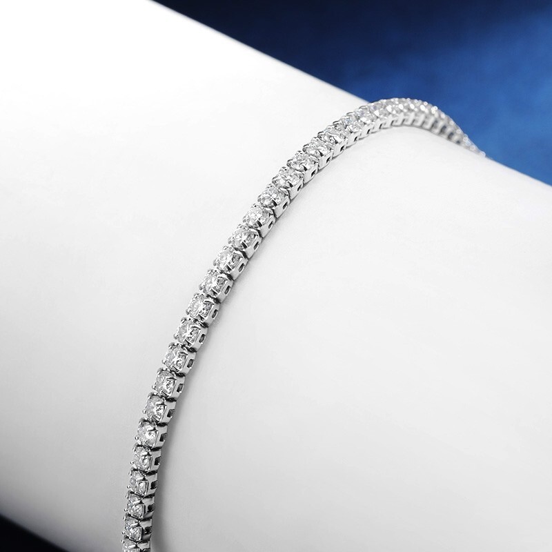 2mm Real Moissanite Tennis Chain Necklace 925 Sterling Silver Adjustable Choker