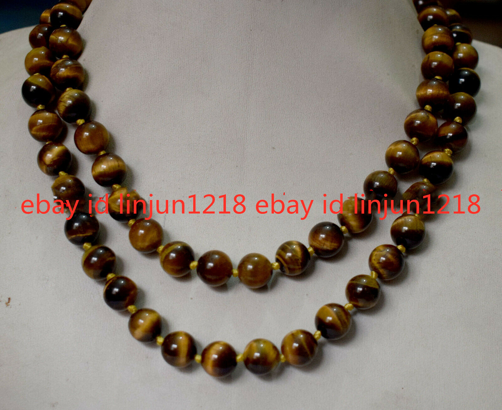 Natural AAA 8/10/12/14mm Yellow Tiger’s Eye Gemstone Necklace Long 18-100”
