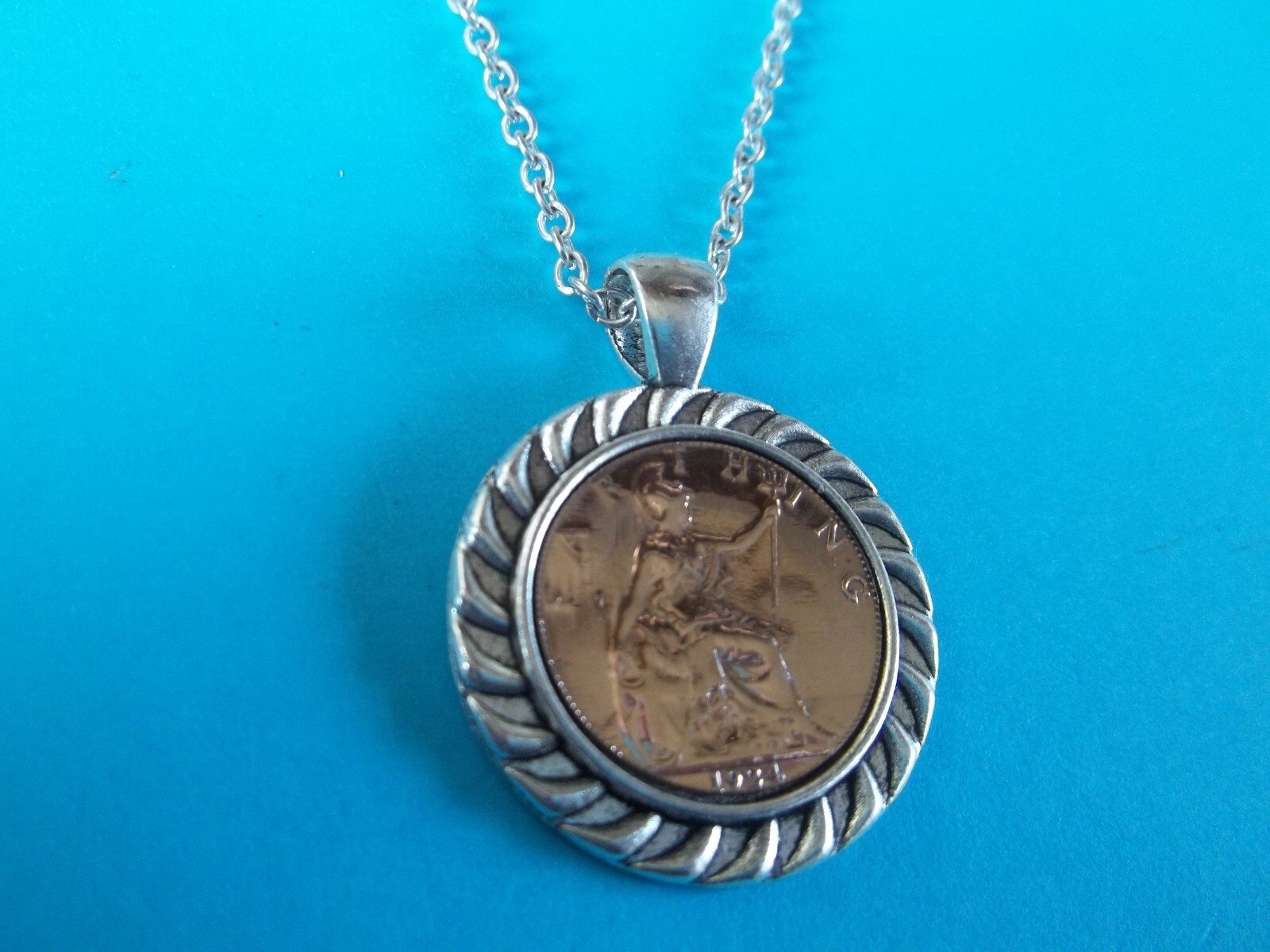 BRITANNIA FARTHING LIMITED EDITION SILVER CASED PENDANT NECKLACE – 1911 to 1936