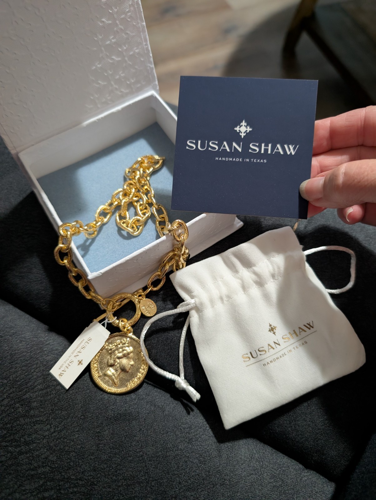 Susan Shaw Queen Elizabeth Coin Toggle Necklace