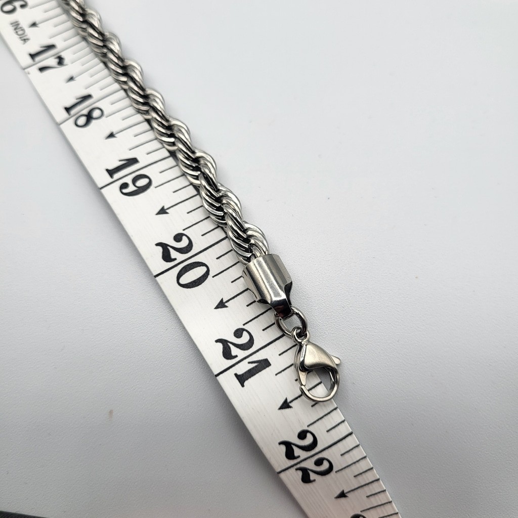 Men’s Stainless Steel Twisted Braided Rope Chain Necklace – 21″ – NWOT