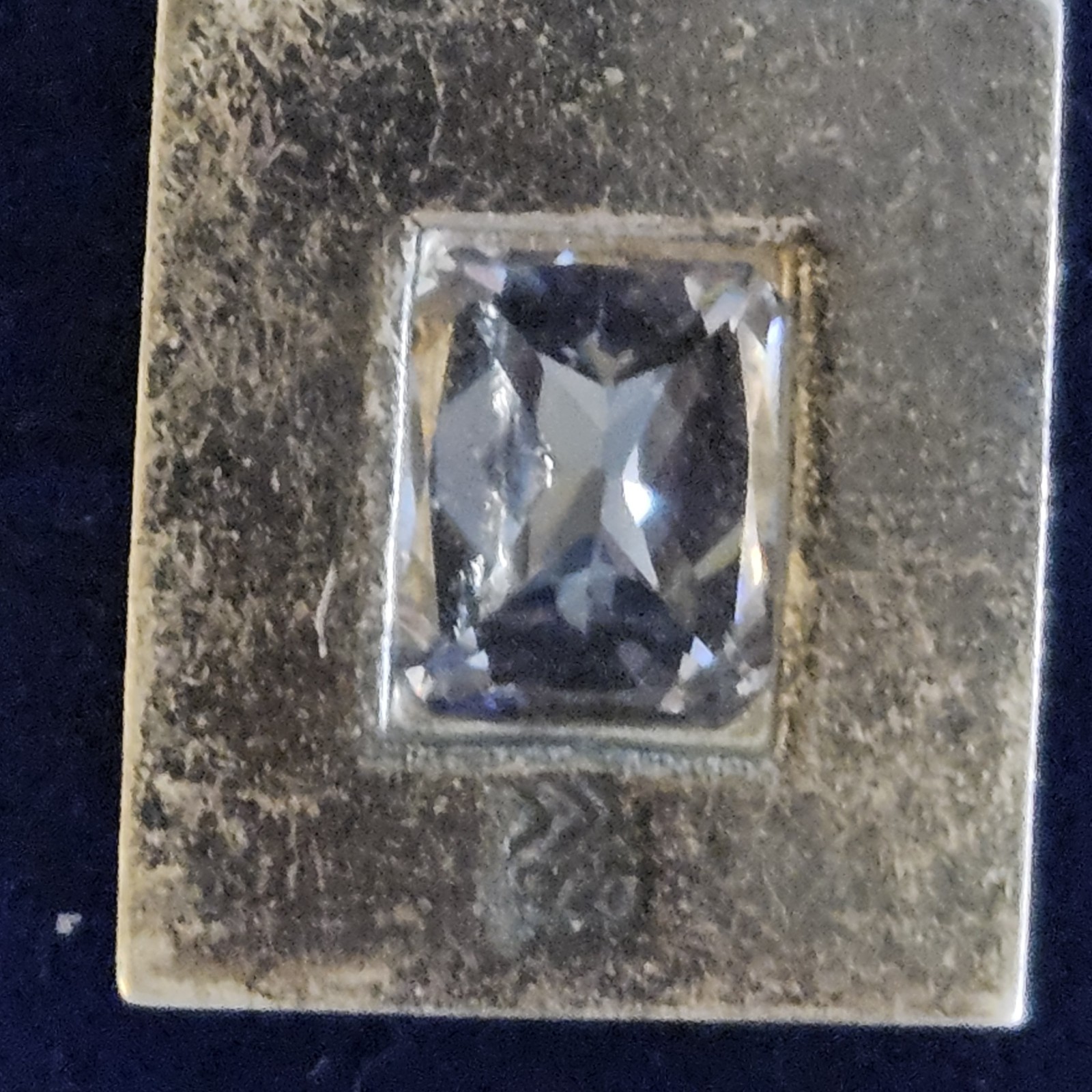 Retired Silpada Sterling Silver CZ Rectangular Slide Pendant Large Bezel Set
