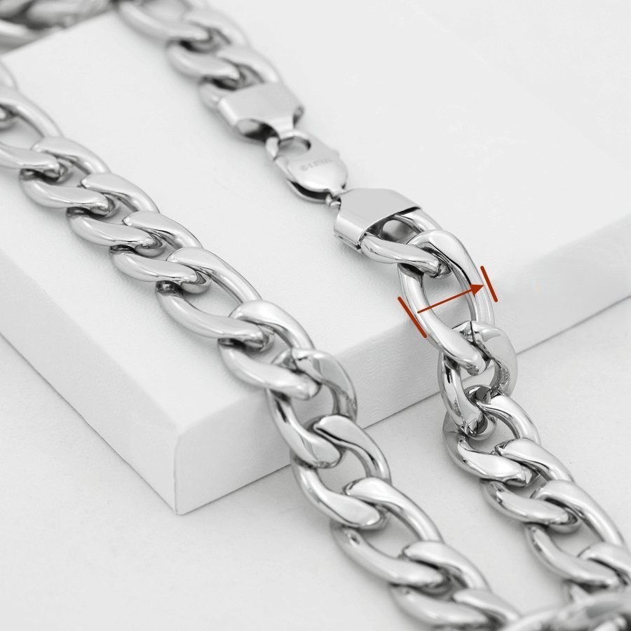 Men’s 24″ Stainless Steel 8mm Figaro Chain Necklace High Polish Box