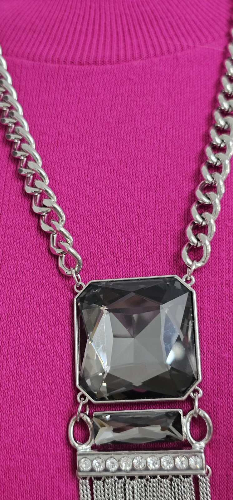 SIGNITURE SERIES long metal chain necklace silver tone 7.05 oz, 22″ Excellent co