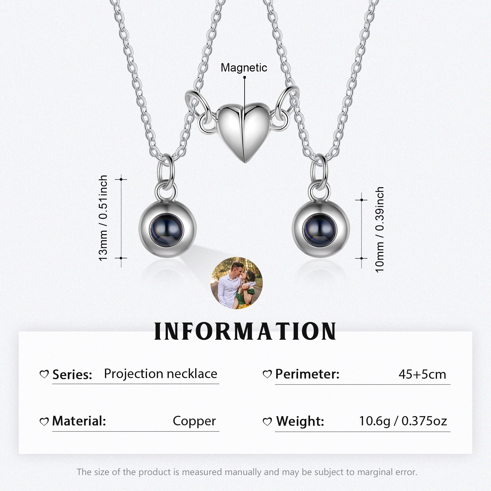 Personalized Couple Projection Necklace – A Meaningful Gift for Your Loved One