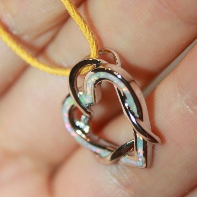 fire opal necklace pendant gemstone silver jewelry cocktail modern petite Heart